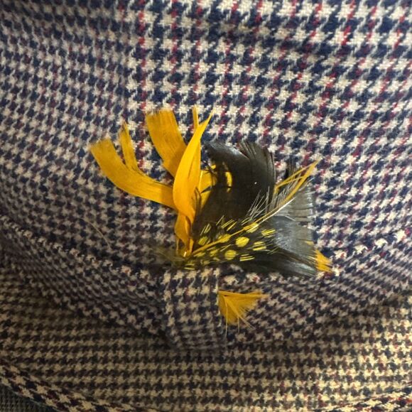 Vintage Pendleton Fedora Hat Mens Wool Brown Feathered Made USA Plaid Hats 7 3/4 - Picture 5 of 9